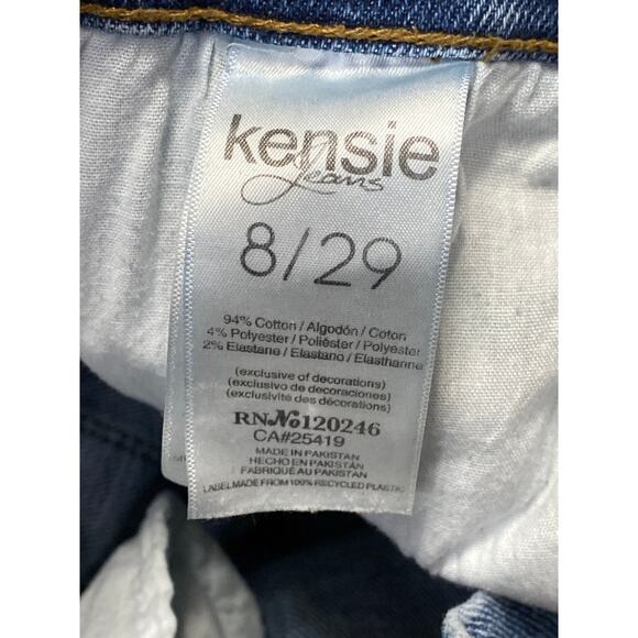 Kensie Vintage Luxe Womens Blue Distressed High Rise Slim Straight Denim Jeans 8 - Picture 5 of 5